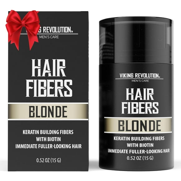 Viking Revolution Blonde Hair Fibers for Thinning Hair Men - Thick Fiber for Bald Spot Cover Up Hair Building Fibers with Kerating and Biotin - Hair Fiber for Men for Thicker and Fuller Look (0.52oz)