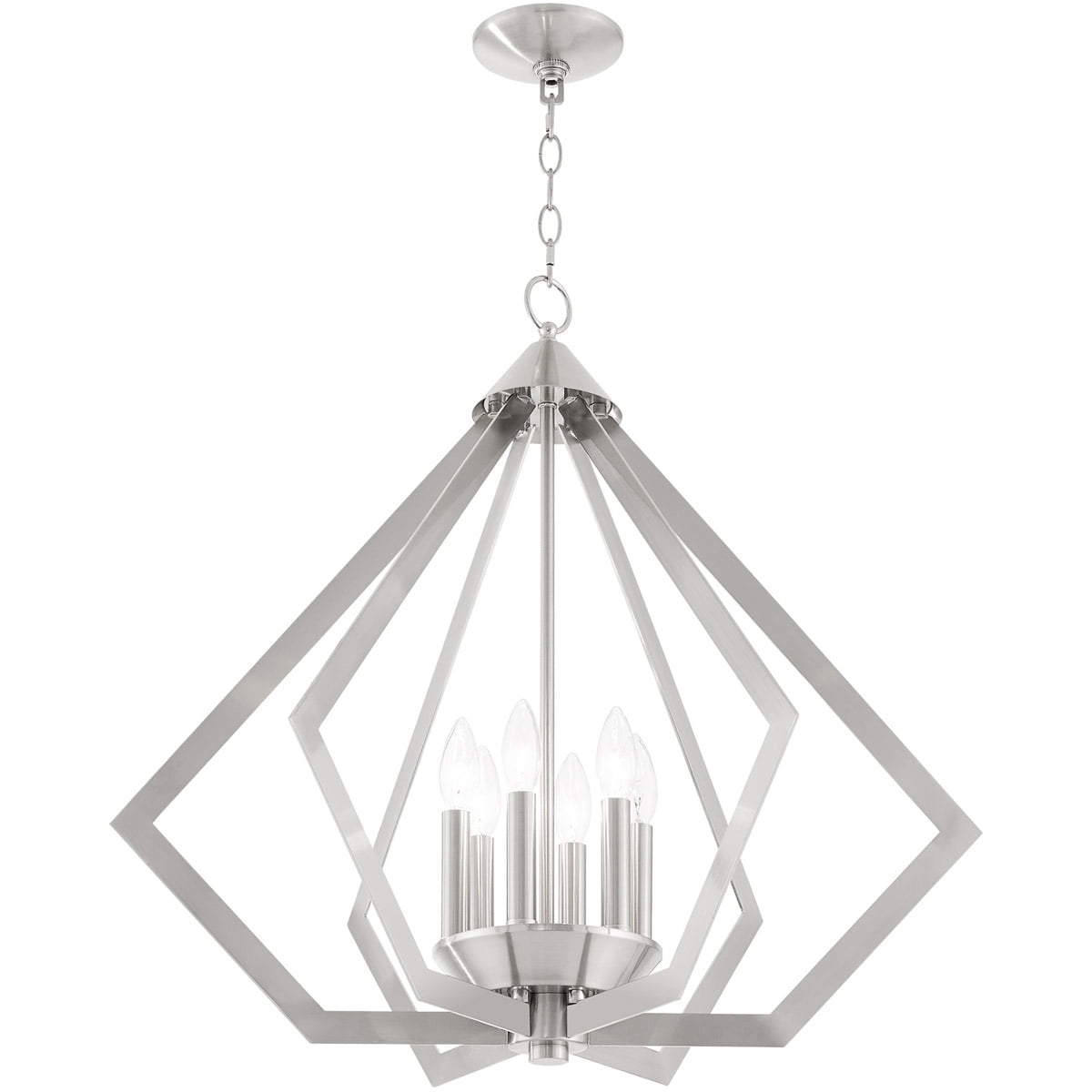 6 Light Brushed Nickel Chandelier with Steel base material