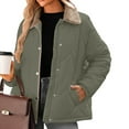 thumbnail image 5 of UYISJ Women's Winter Casual Quilted Jackets Long Sleeve Button Down Puffer Jacket Padded Loose Fit Outerwear Coats with Pockets Green S, 5 of 9