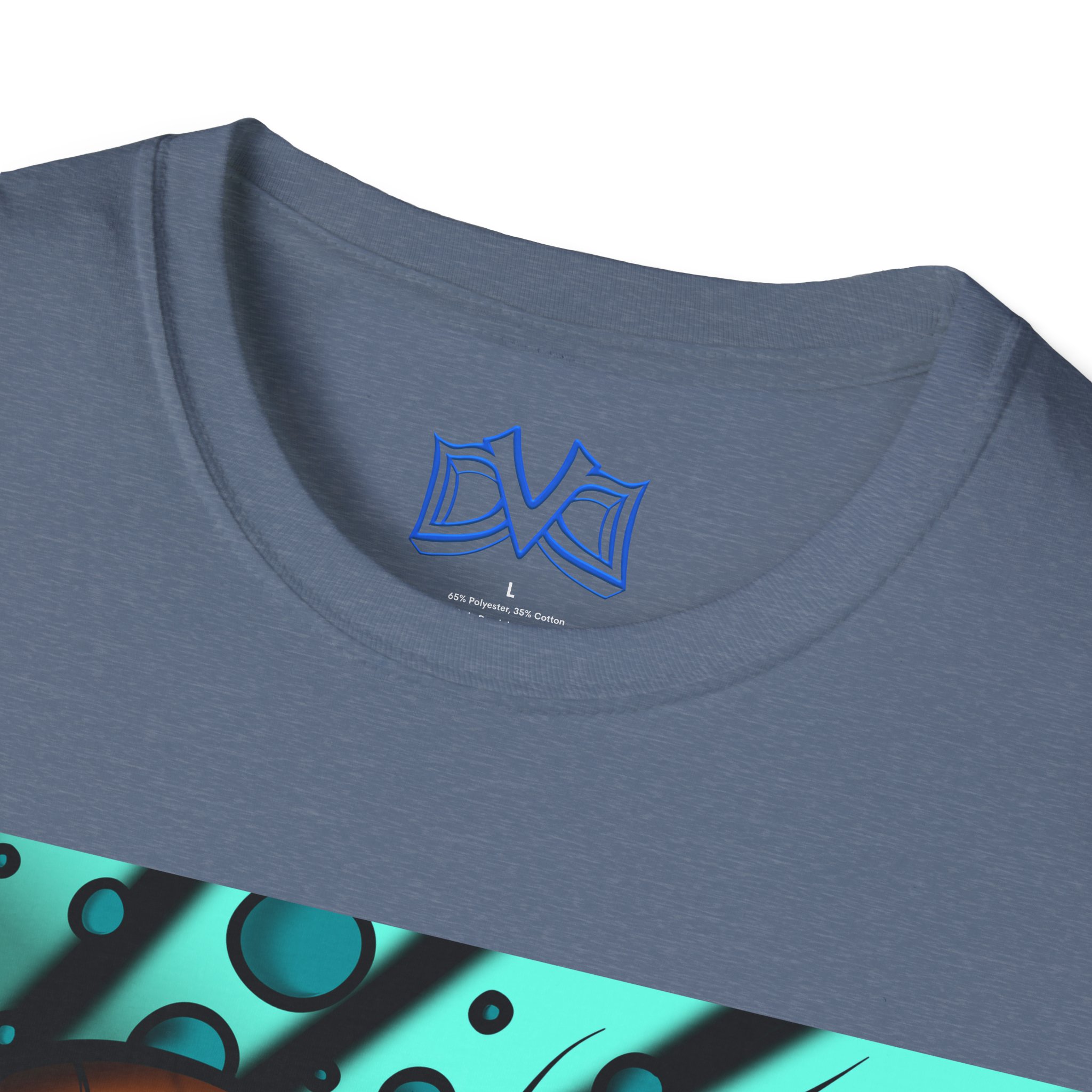 Octopus 9 tentacles, hand drawn art, skate & surf wear on a Unisex T Shirt.