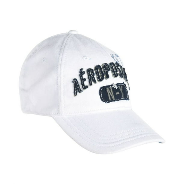 Gorra de beisbol ajustada Aeropostale Aero Ny para hombre color blanco S/M