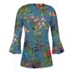 thumbnail image 5 of ICHUANYI Clearance Women's Casual Trumpet 3/4 Sleeve Printed Buttoned Basic Ruched Tops Pleated T-shirts Blouses(Dark Blue, XL) ICHUANYI WER2023080911941, 5 of 5