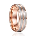 thumbnail image 1 of JQUEEN Men's 8mm Rose Gold Frosted Electro Plated Tungsten Carbide Engagement Rings Size 7-12, 1 of 5