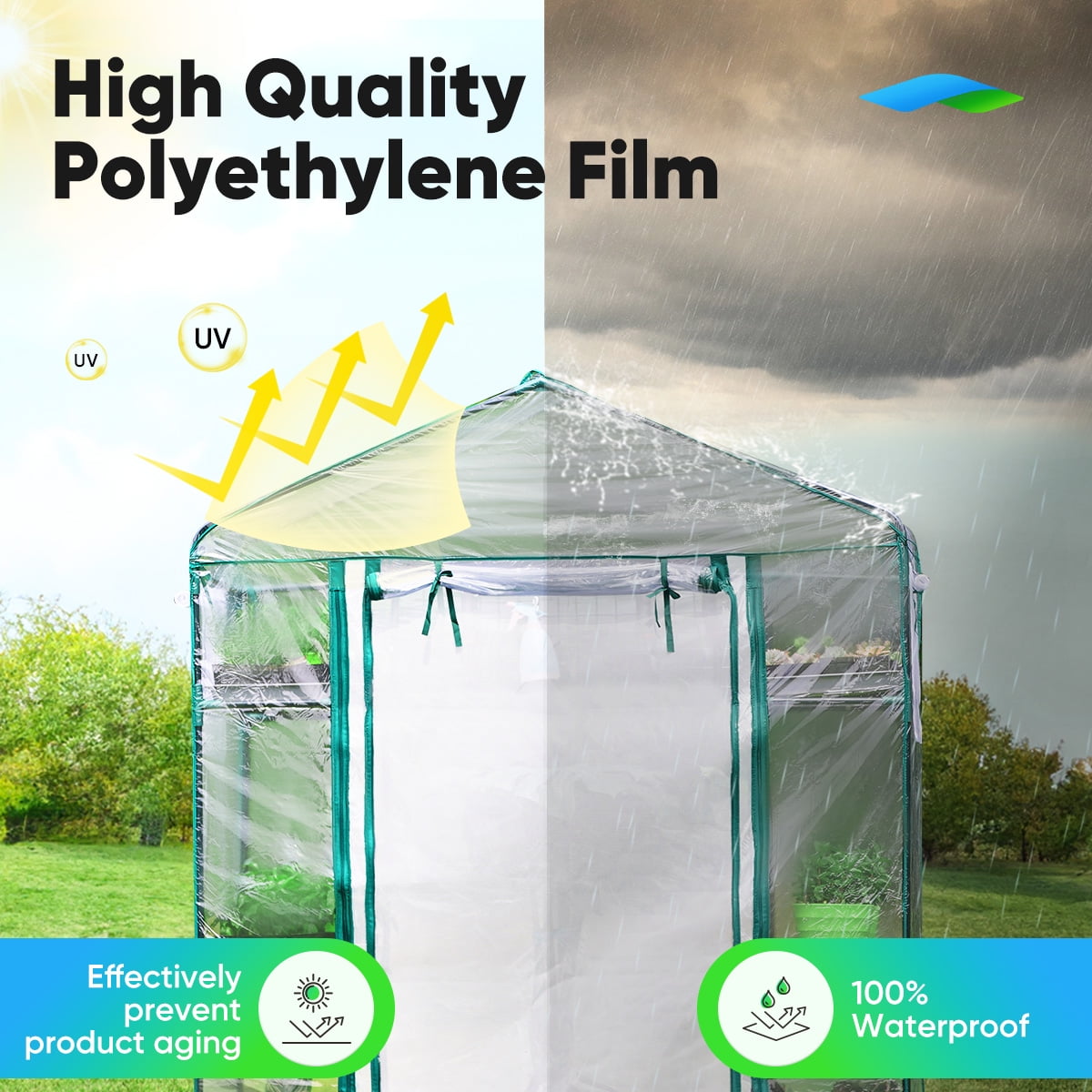 Quictent Mini Greenhouse 56"x56"x77" Walk-in Greenhouse, Transparent PVC Cover, 12 Shelves