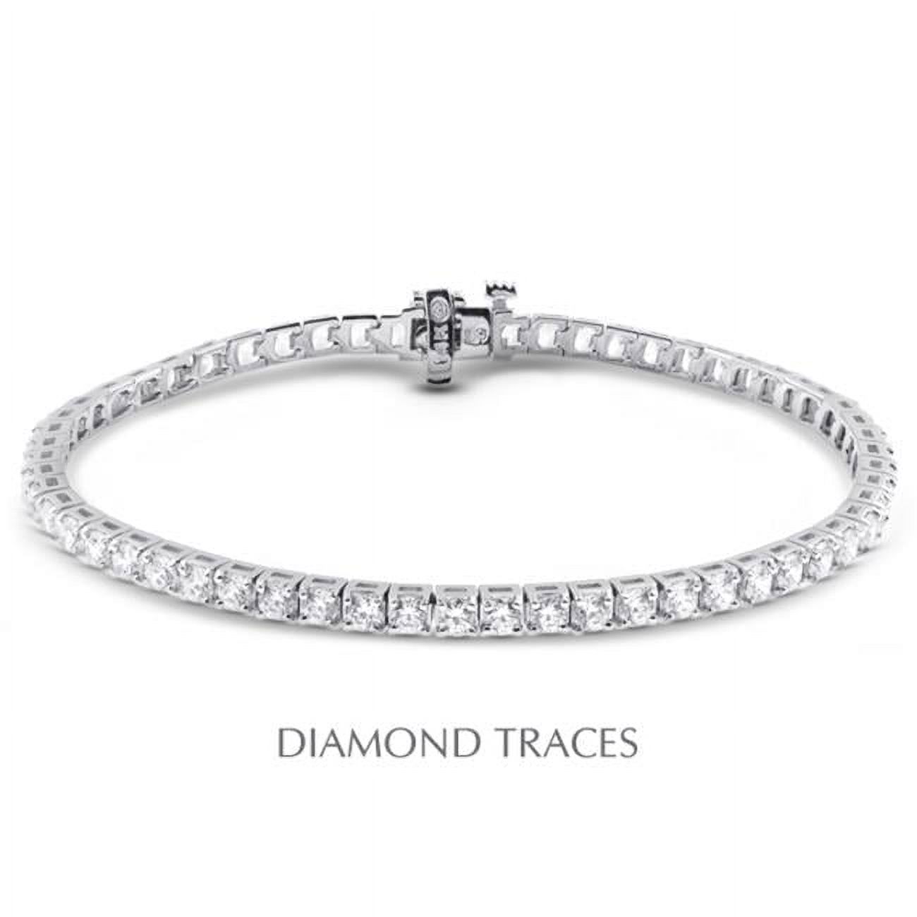 Diamond Traces 18K White Gold 4-Prong Setting- 3.00 Carat Total Natural Diamonds Square Head Tennis Bracelet