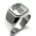 thumbnail image 1 of Stainless Steel Demeter Greek Goddess of Agriculture Engraved Square Flat Top Biker Style Polished Signet Ring, 1 of 1