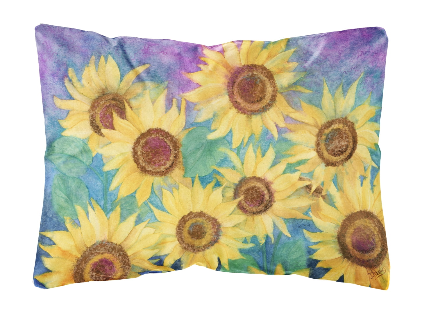 Sunflowers and Purple Fabric Decorative Pillow