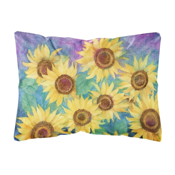 Sunflowers and Purple Fabric Decorative Pillow
