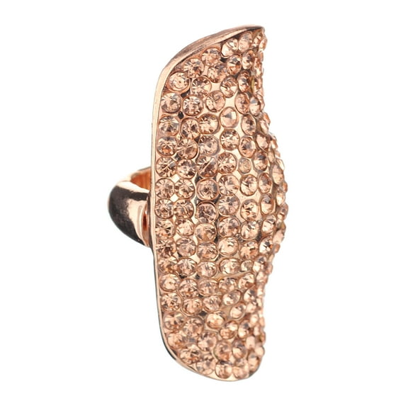 Women's Stone Studded Curved Boho Fashion Stretch Ring, Padparadscha