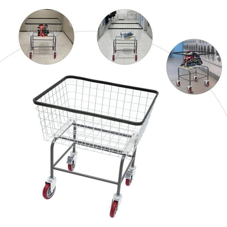 Steel Wire Laundry Cart Laundry Basket Commercial Laundry Cart with Wheels
