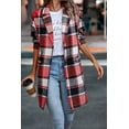 thumbnail image 4 of PRETTYGARDEN Women Plaid Shacket Jacket Trendy Fall Casual Button Wool Blend Tartan Trench Coat Winter Clothing with Pockets, 4 of 10