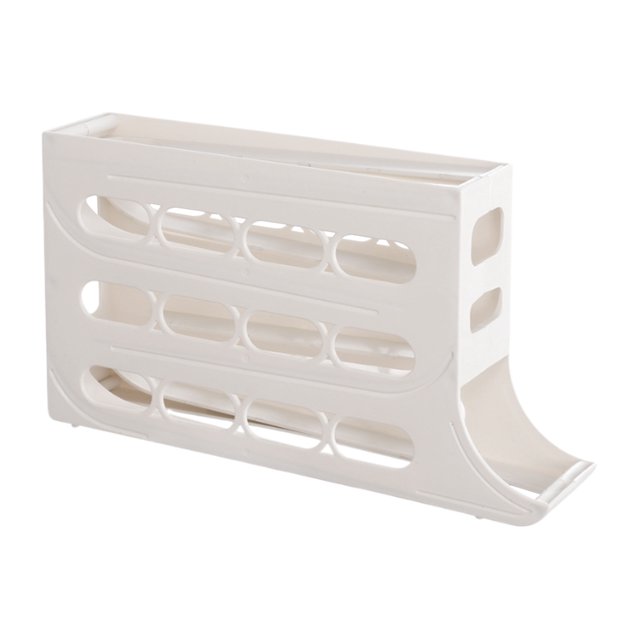 Estante rodante para huevos de 4 niveles, estante de gran capacidad para almacenamiento en refrigerador (blanco)