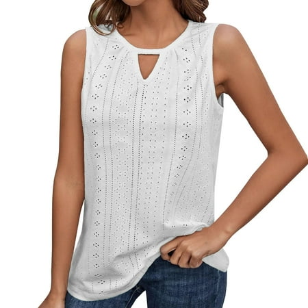 EHQJNJ Corset Tops for Women Plus Size White Women s Hollow Casual Loose Slim Round Neck Sleeveless Camisole Tube Tops for Women Summer Shapewear Tank Top