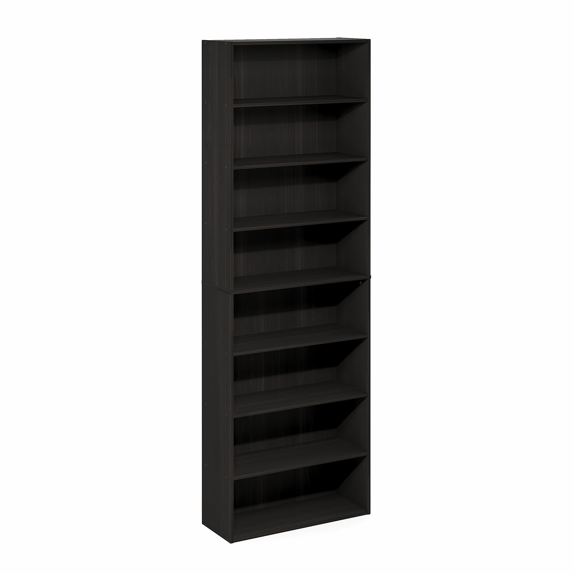 Furinno BASIC 8-Tier Open Bookcase Storage Organizer 12 x 24 x 71 in Espresso