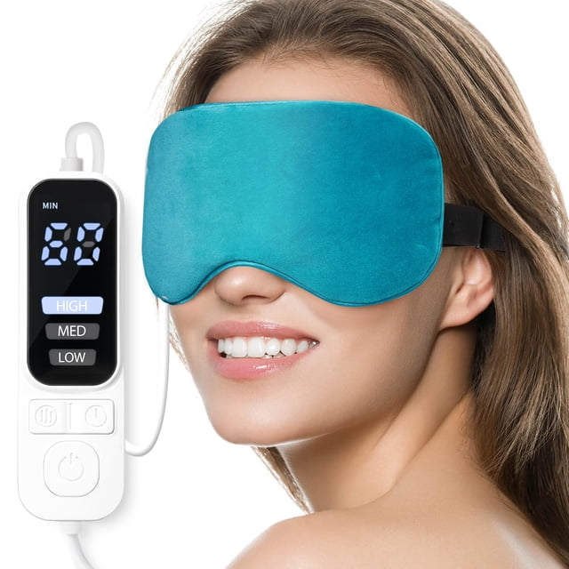 Máscara de ojos calentada, máscara de compresión de ojos cálida para ojos secos, almohadilla de calefacción eléctrica USB con control