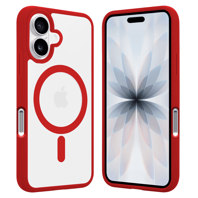 Funda Transparente con Color ROJO Compatible con MagSafe para iPhone 17, Protección Antigolpes Ultrafina, TPU + Silicona Resistente