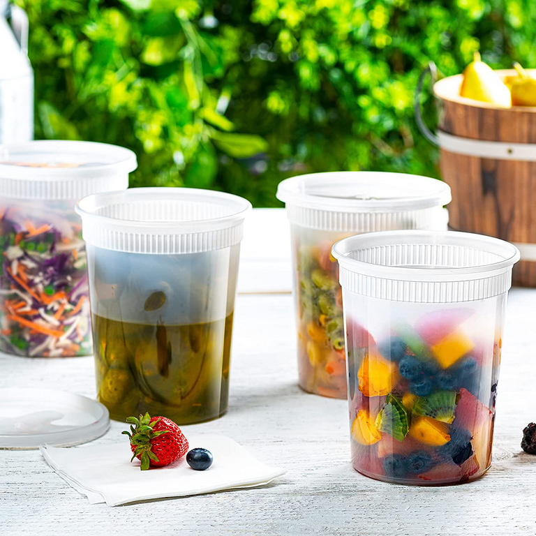 Deli Food Containers with Lids - (48 Sets) 24 - 32 Oz Quart Size & 24 –