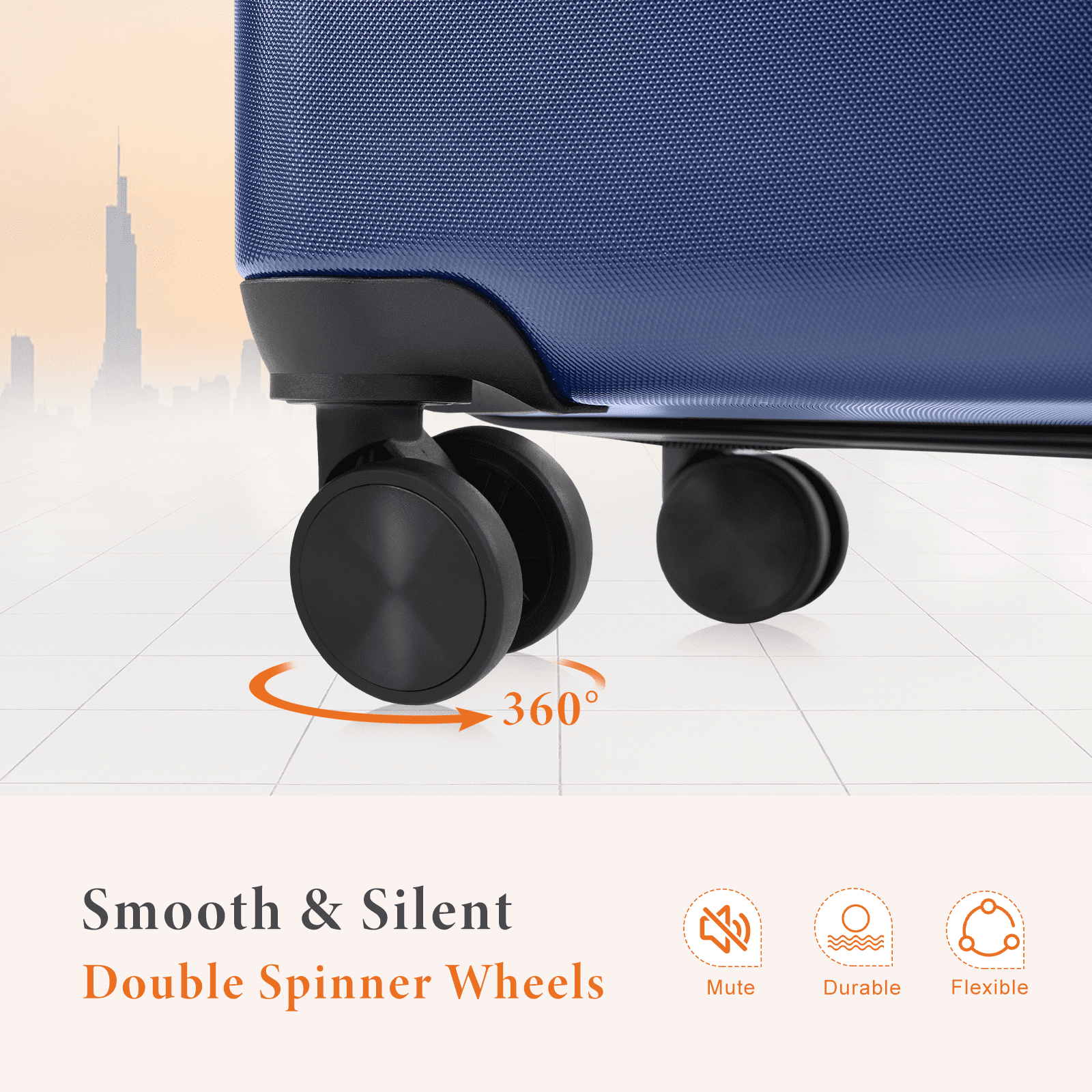 MAYEERTY 28" Expandable Hardside Luggage Spinner Wheels ABS TSA Lock Durable Lightweight Travel Suitcase Blue