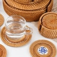 thumbnail image 4 of Farfi Practical Anti-slid Place Mat Good Woven Handmade Rattan Dinner Mat for Home (Type 1,13cm), 4 of 13