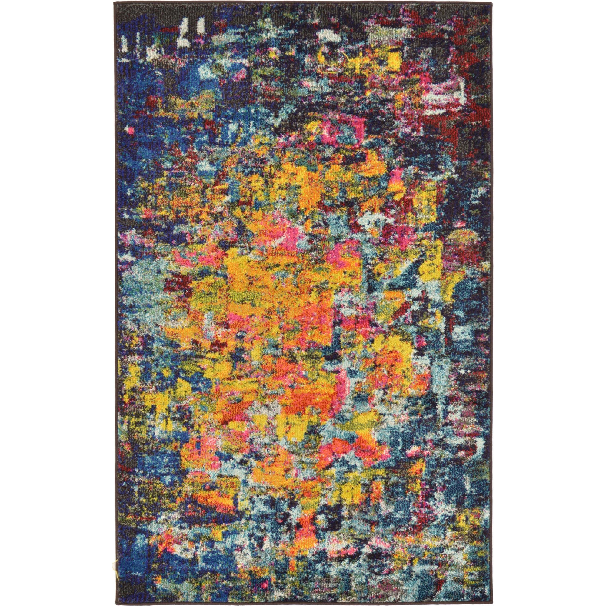 Unique Loom Guell Estrella Rug Multi/Blue 3' 3" x 5' 3" Rectangle Abstract Bohemian Perfect For