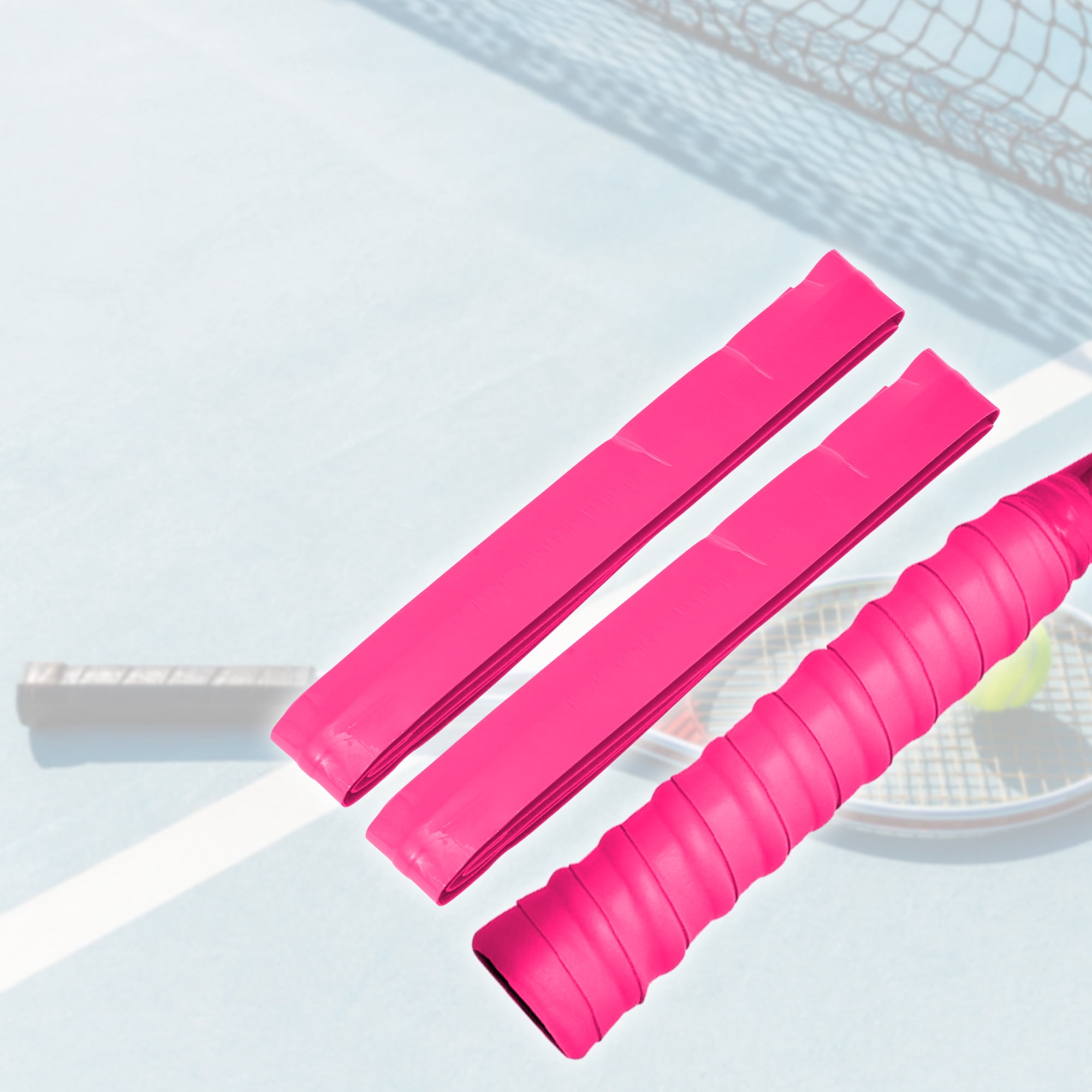 Unique Bargains 2 Pcs Tennis Racket Grip Tape Dry Overgrip Tape Deep Pink