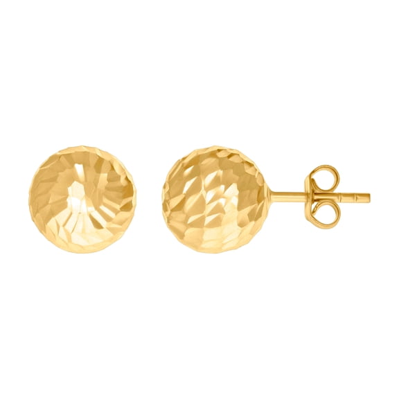 14k Yellow Gold Womens Diamon-cut 10mm Ball Stud Earrings Ball Earring for Women - 1.9 Grams