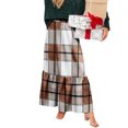 thumbnail image 5 of Women Skirts Plaid Ruffled Maxi Skirt Holiday High Waist Long Skirt Ladies Versatile Pleated Skirt, 5 of 6
