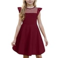 thumbnail image 1 of Ovzne Robes pour Femmes Robe Filles Robe Été Manches à Volants en Maille Ligne A Décontractée Robes de Fête 4-14 Ans Robe de Printemps Liquidation, 1 of 3