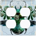 thumbnail image 3 of Metal Light Switch Plate Cover Unique Teal Floral Beetle Blue BUT017, 3 of 13