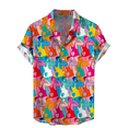 thumbnail image 3 of Camisas hawaianas divertidas con estampado 3D para hombre, camisas con botones y solapa con personalidad, blusas de manga corta de gran tamaño, ropa para hombre, 3 of 4