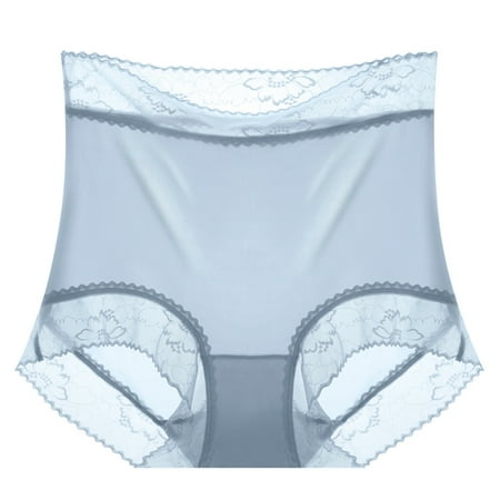 

KaLI_store Underwear Women Cotton High Waisted Womens Underwear Soft Stretch Breathable Full Coverage Ladies Panties Sky Blue One Size