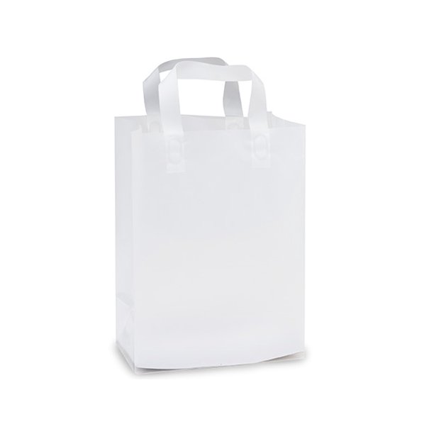Pack Of 25, Carrier Size 9 x 5 x 12" Solid Clear Frosted Plastic Bags W