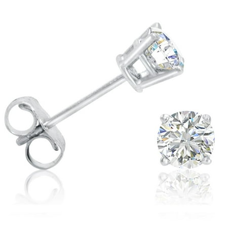 Amanda Rose 1/2ct tw. Round Diamond Solitaire Stud Earrings in 14K White Gold