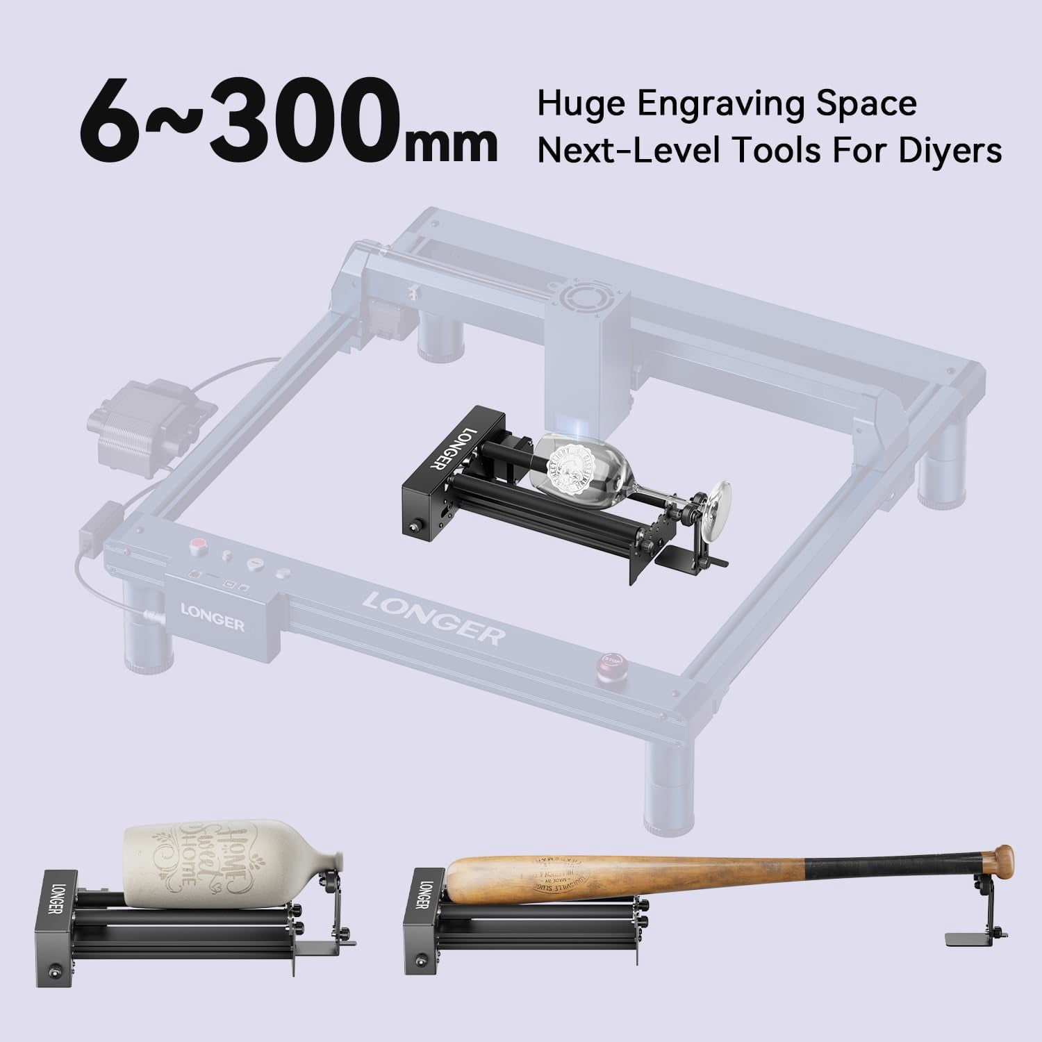 Longer Laser Engraver New-Rotary Roller, Y-axis 360° Rotation, Compatible with Other Brands of Engraver，a Good Partner for Laser Engraving Machine
