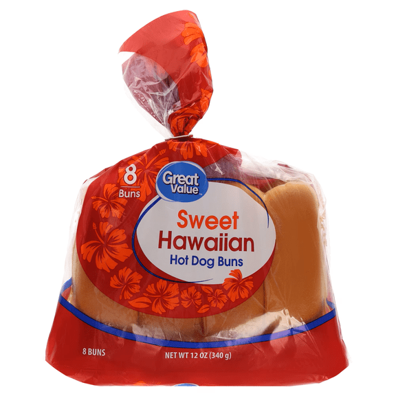 Great Value Sweet Hawaiian Hot Dog Buns, 12 oz, 8 Count