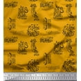 thumbnail image 1 of Soimoi Gold Heavy Canvas Fabric Explore The World Text Printed Craft Fabric by the Yard 58 Inch Wide, 1 of 3