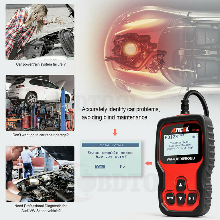 ANCEL VD500 OBD2 Scanner Code Reader Automotive Car Diagnostic Tool fit for  VW/fit for Audi