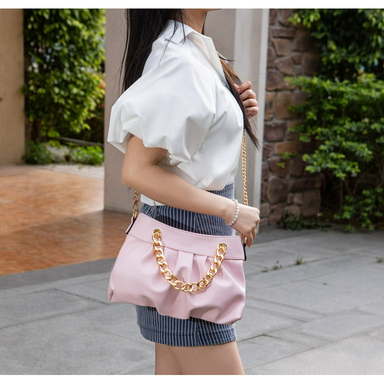 MKF Collection Marvila Minimalist Vegan Leather Chain Ruched