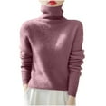 thumbnail image 3 of Nfurl Womens Turtleneck Sweaters Cozy Long Sleeve Solid Color Sweater Base Layer Top Fitting Ladies Fall Clothes Knitwear Pink XL, 3 of 4