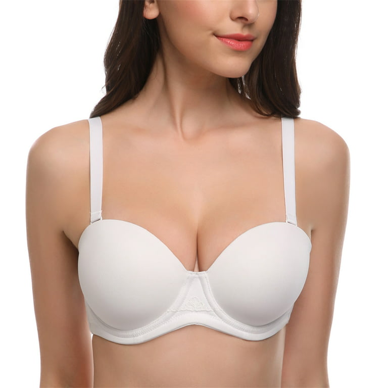 Exclare Women's Multiway Strapless Bra Full Figure Underwire Contour Beauty  Back Plus Size Bra(Grey,32DD)