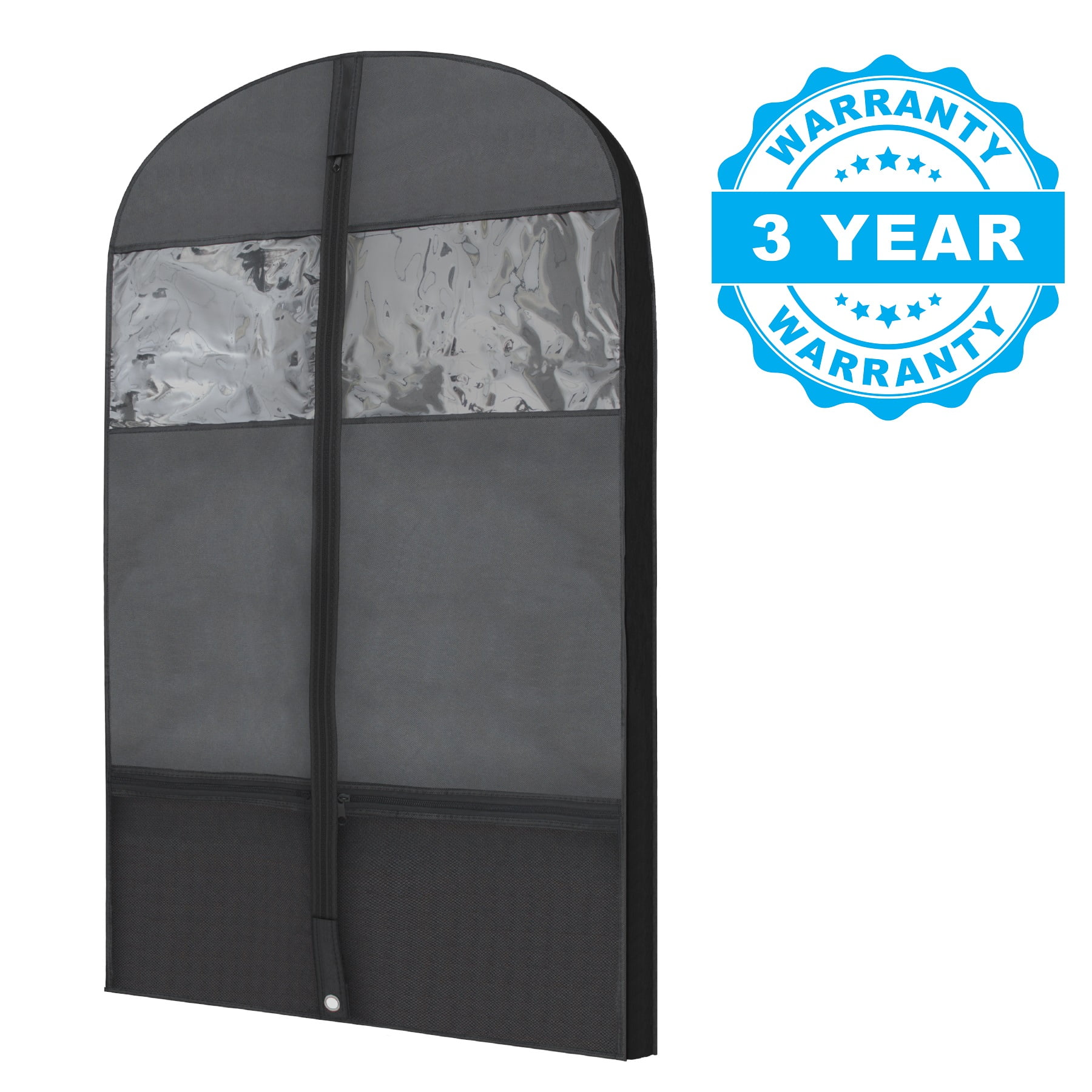 Plixio Gusseted Garment Bags Suit Bag for Travel and Clothing Storage of Dresses, Dress Shirts, Coats— Includes Zipper Pockets and Large Transparent Window (15 Pack: 43" x 24" x 3.4")