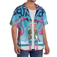 thumbnail image 2 of Balery Beach Flamingo Trio Camisa Casual de Manga Corta con Botones para Hombre, Texturizada, Estilo Cubano, para Playa, Verano-XX-Large, 2 of 5