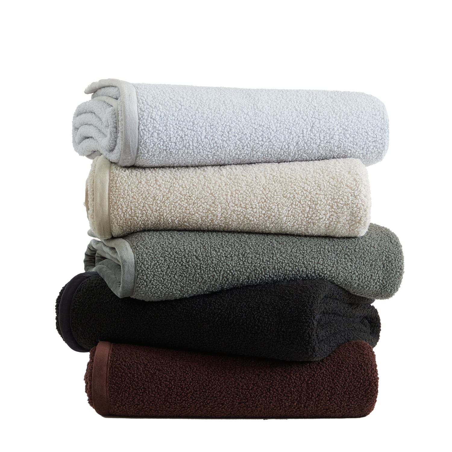 Dearfoams Reversible Cozy Teddy Oversized Couch Throw Blanket, Black, 50 x 70 in