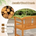 thumbnail image 5 of Natural Acacia Wood 2 Person Outdoor Bench 47×20×31 Inch Patio Loveseat with Geometric Backrest 800 LBS Capacity, 5 of 10
