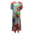 thumbnail image 2 of Womens Dresses Ladies Loose Casual Floral Ink Print Slit Short Sleeves Long Spring Dress E M, 2 of 3