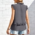 thumbnail image 5 of Htigea Ruffle Sleeveless Shirts for Women V Neck Stretch Slim Fit Blouses Cute Tee Solid Color Summer Tops Gray M, 5 of 7