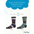 thumbnail image 2 of MeMoi Boys' Bright Stripes Ribbed Cotton Crew Socks - Boys - Male, 6-7, Navy, 2 of 7