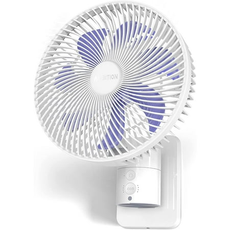 

DOYYS 8-Inch Small Wall Mount Fan with Remote AC/DC(12V) 90°Oscillating 4 Speeds Timer 5.9 ft Cord for Home Office Bedroom Garage Camping RV- White