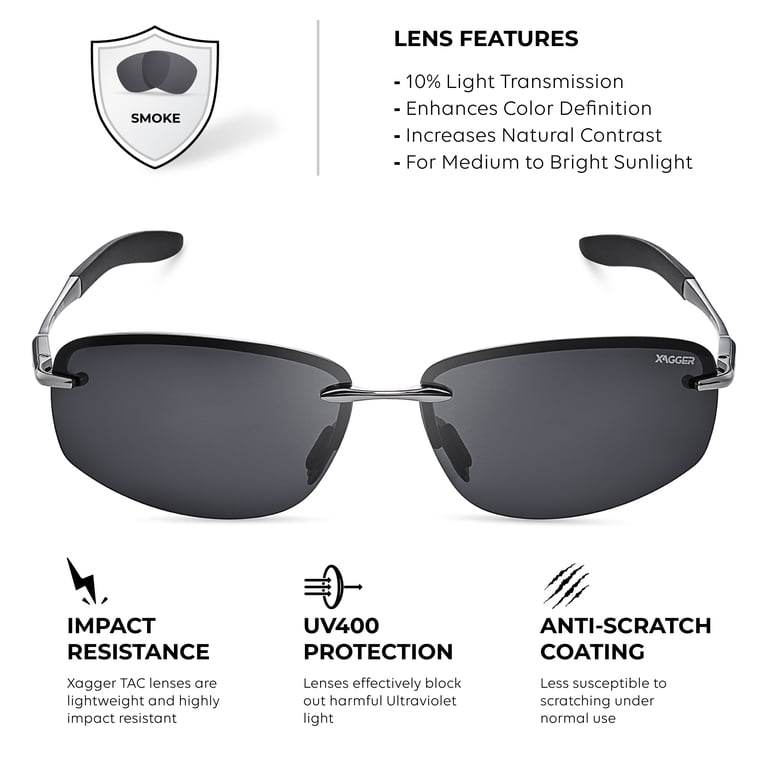 Xagger Polarized Rimless Driving Sunglasses for Men Metal  display picture 3