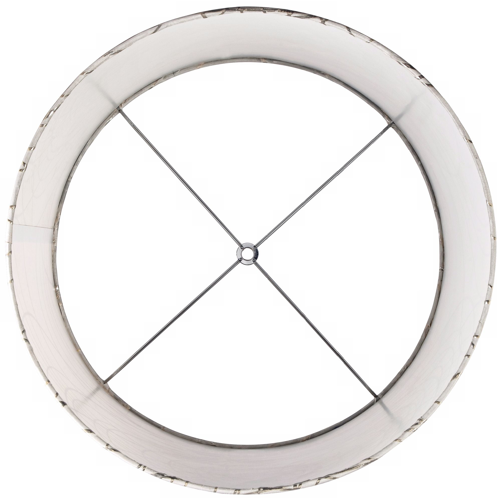 Springcrest Cream with Silver Circles Medium Drum Lamp Shade 15" Top x 16" Bottom x 11" High (Spider) Replacement with Harp and Finial